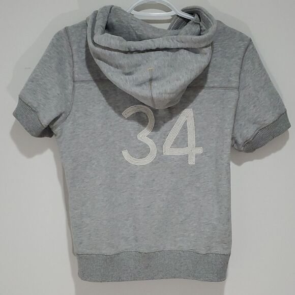 American Eagle large grey eagle fleece short sleeve zip up hoodie - Picture 4 of 6